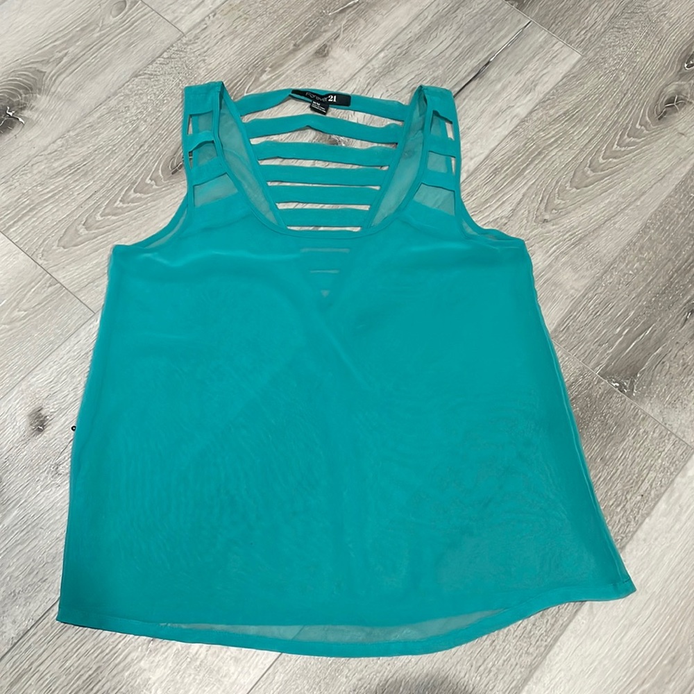 Forever 21 sheer top teal color, size medium